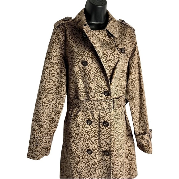 Liz Claiborne Leopard Trench Coat Size 10 - Picture 4 of 9